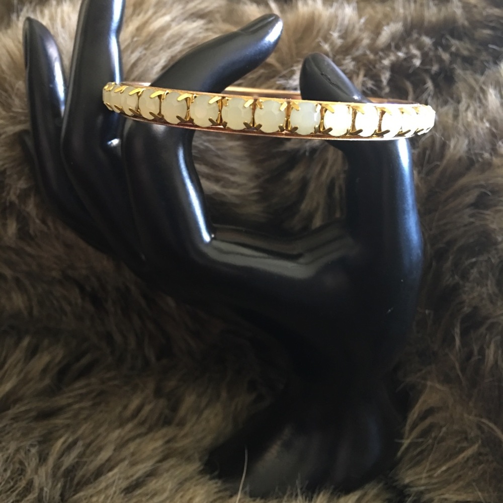 Opalescent glass faceted stone bangle bracelet